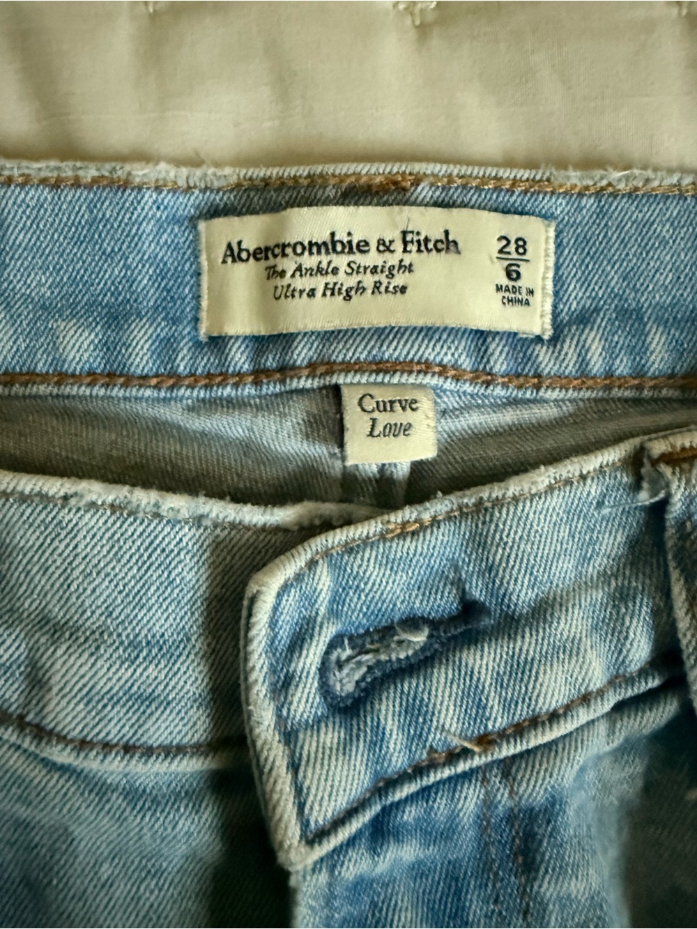 Abercrombie & Fitch Light Blue Curve Love Ultra High Rise Jeans